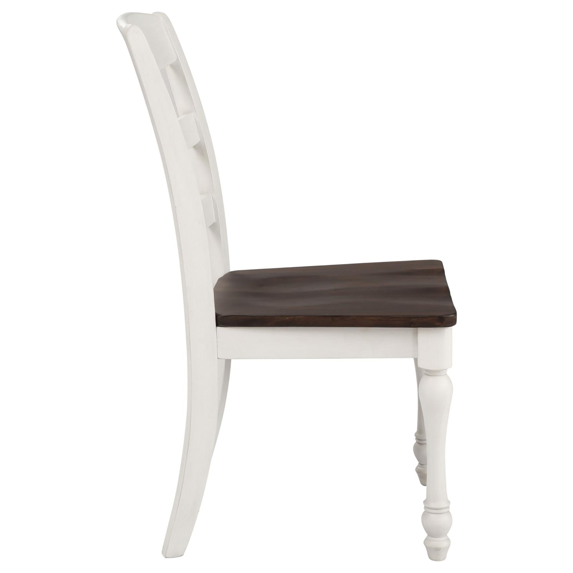 Dark Cocoa & White Ladder Back Dining Chairs (Set of 2) - Modern Kitchen & Dining Room Side Chairs for Home Decor