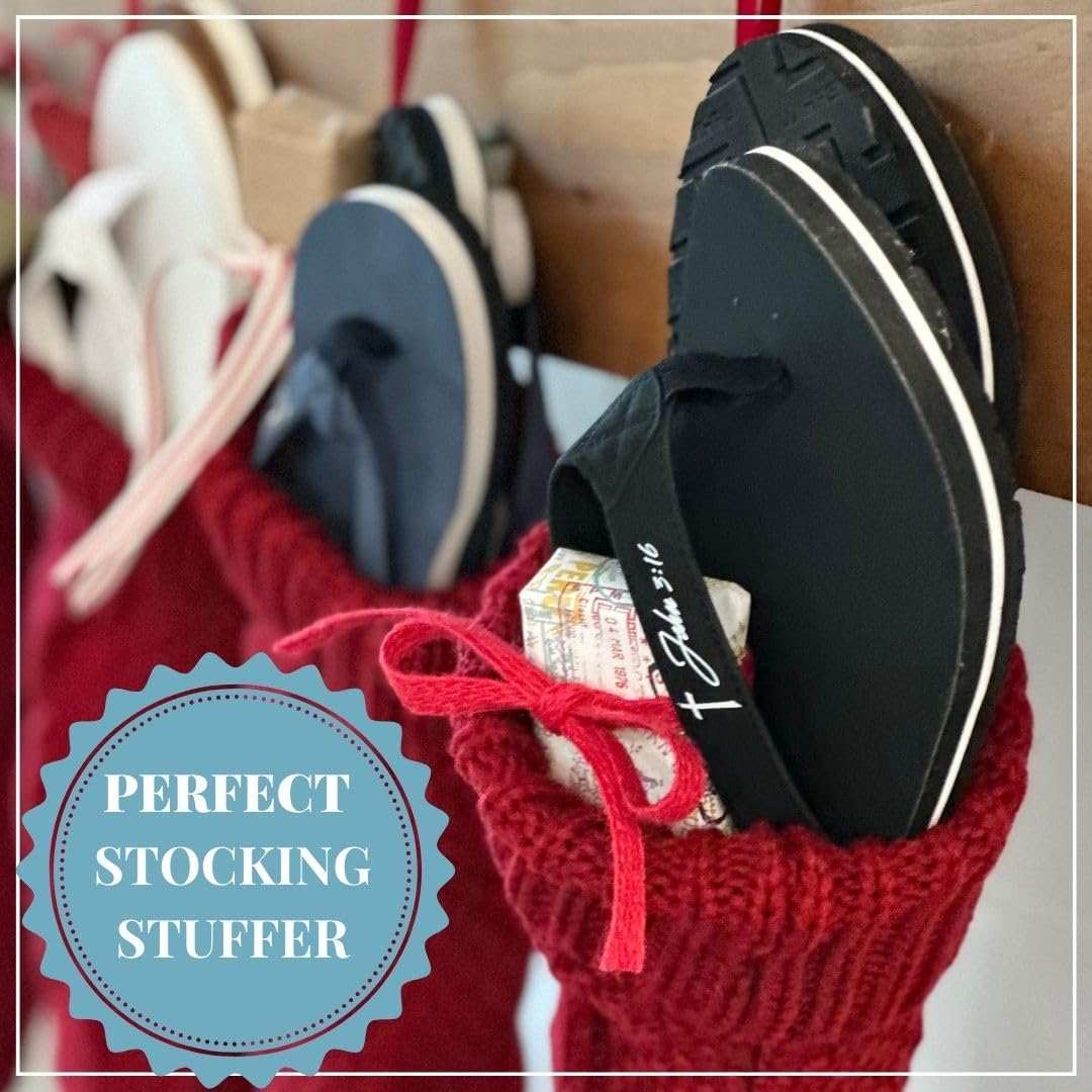 Women's Christian Sandals with John 3:16 Bible Verse - Comfortable Flip Flops for Church, Beach & Summer Outfits - Unique Religious Apparel & Footwear