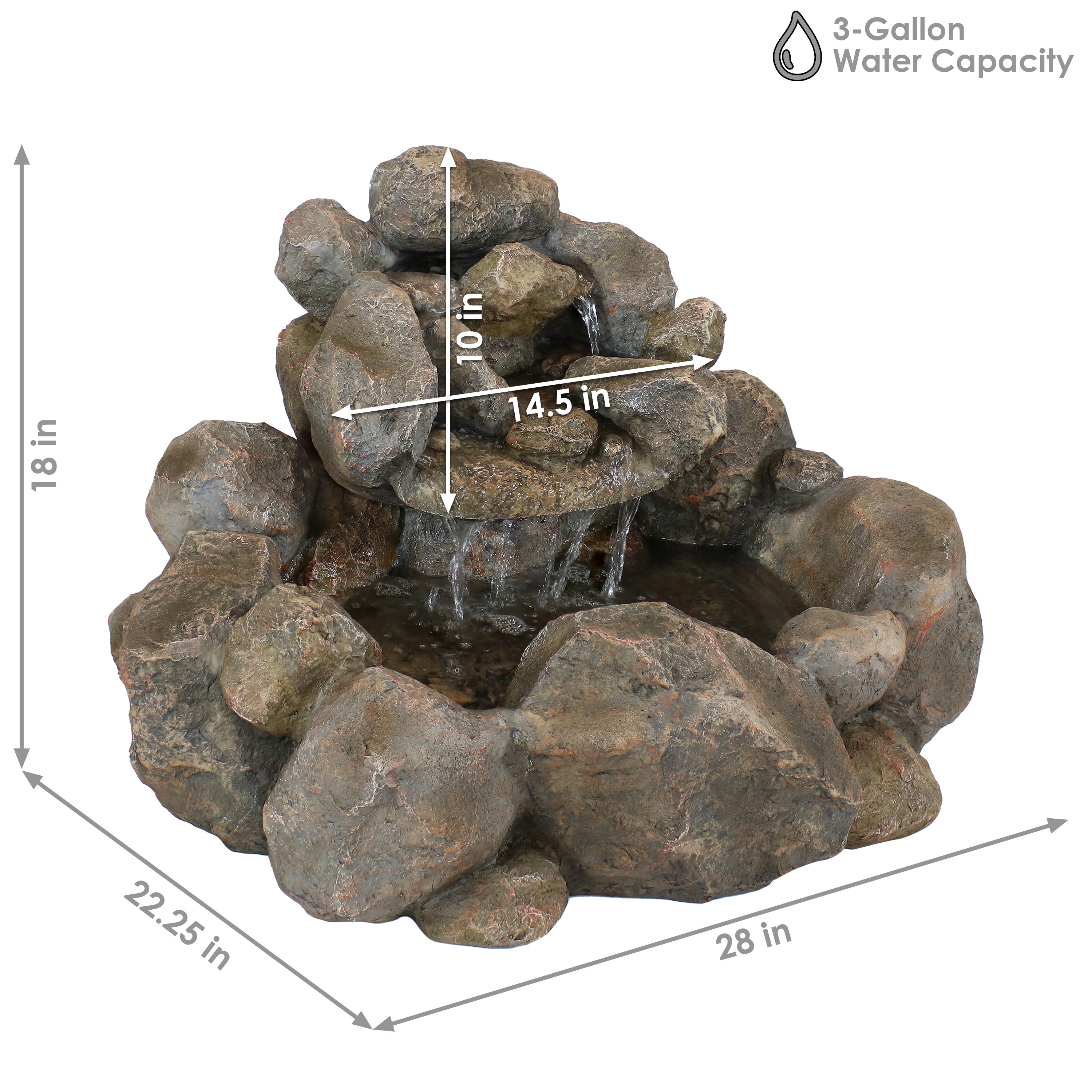 Sunnydaze Rocky Ravine Outdoor Water Fountain - 18 Inch Garden Decor with Natural Stone Design for Patio, Yard, and Landscape | Relaxing Water Feature for Backyard, Deck, or Outdoor Living Space
