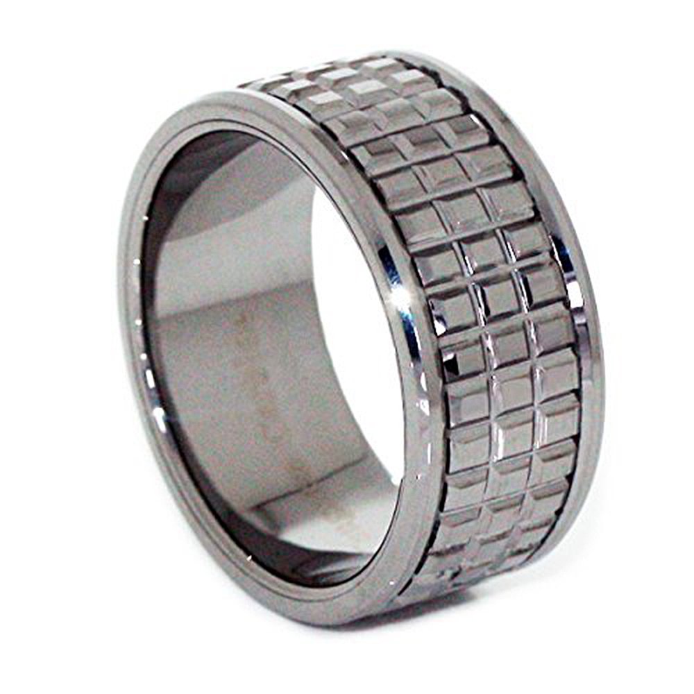 Panvisionary 12mm Men's Tungsten Carbide Wedding Band Ring - Natural Sparkling Waffle-Cut Design, Durable & Scratch-Resistant for Everyday Wear, Anniversary Gift, and Special Occasions