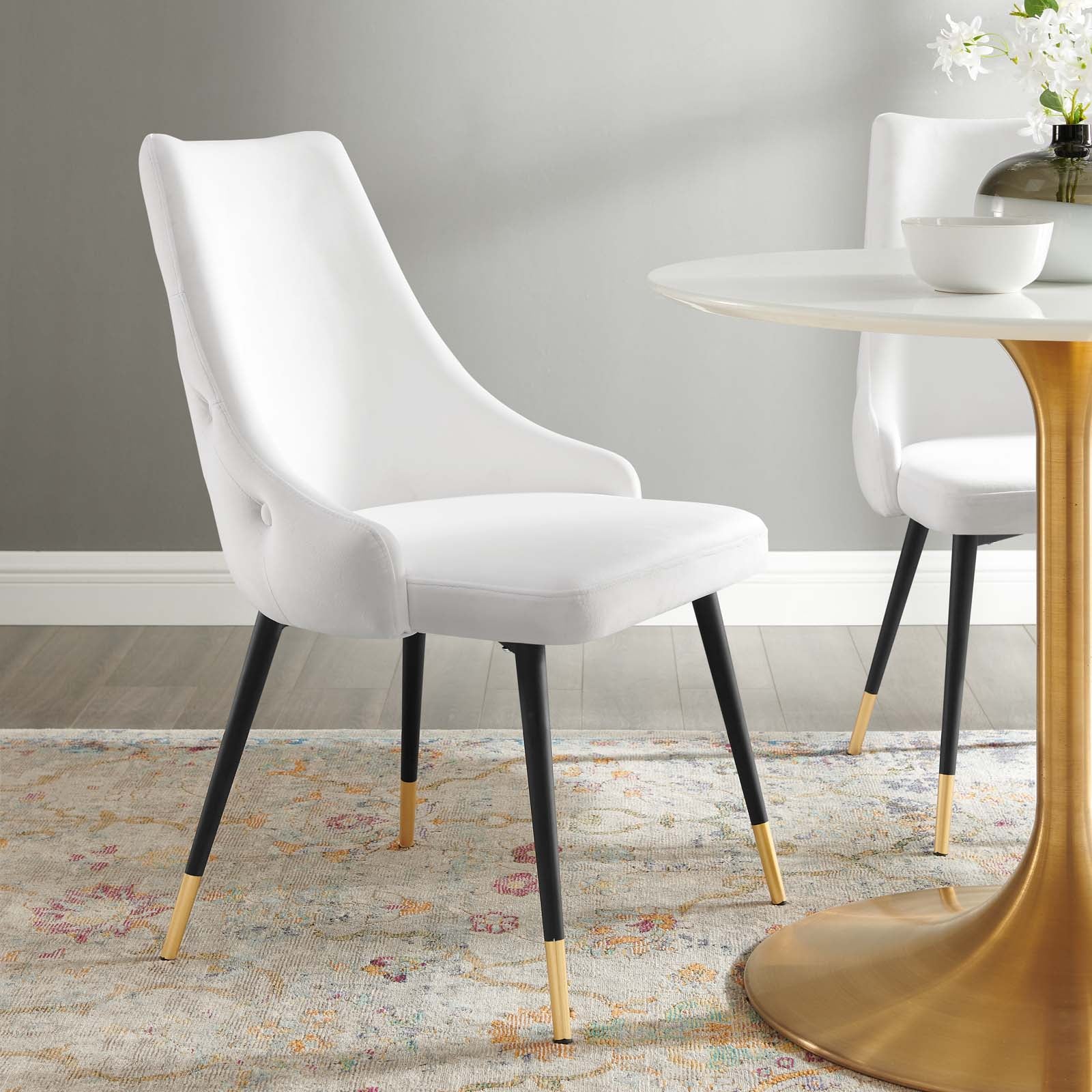 Adorn Tufted Performance Velvet Dining Side Chair - Upholstered Accent Chair for Dining Room, Living Room & Office - Comfortable Modern Seating for Home Decor