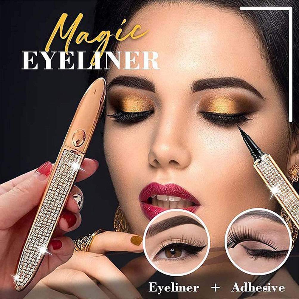Agaze Line N Lash Quick-Drying Liquid Eyeliner Pen - 2 in 1 Self-Adhesive Lash Glue & Eyeliner, Waterproof No-Skip Smudge-Proof Makeup Pencil for Long-Lasting Eye Looks - Perfect for Daily Wear, Special Occasions & Professional Makeup Artists