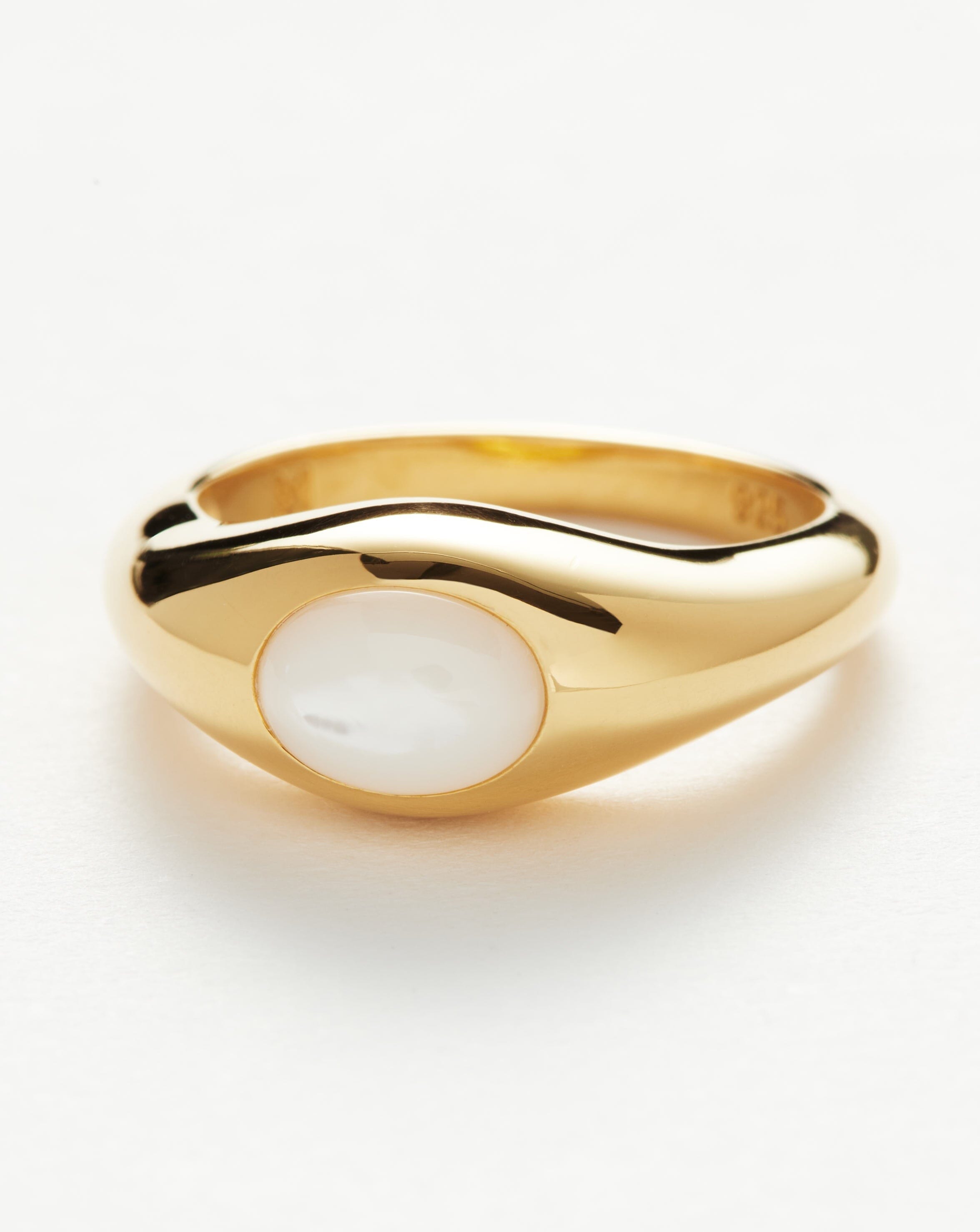 Savi Sculptural Gemstone Stacking Ring - 18k Gold Vermeil & Mother of Pearl Jewelry for Women | Elegant Layering Rings for Everyday Wear, Gift Giving & Special Occasions