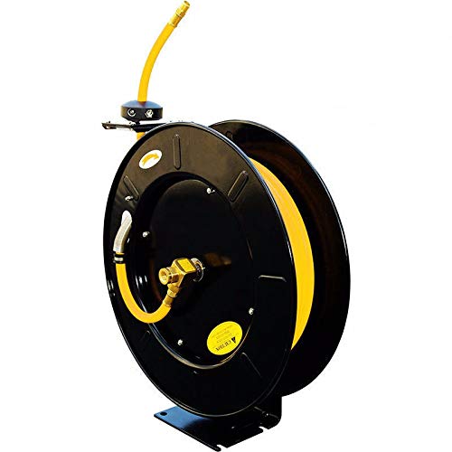 XtremepowerUS Auto-Rewind Retractable 50-Ft x 1/2-Inch Air Hose Reel with Heavy Duty Rubber Hose - Perfect for Garage, Workshop, and Industrial Air Compressor Use