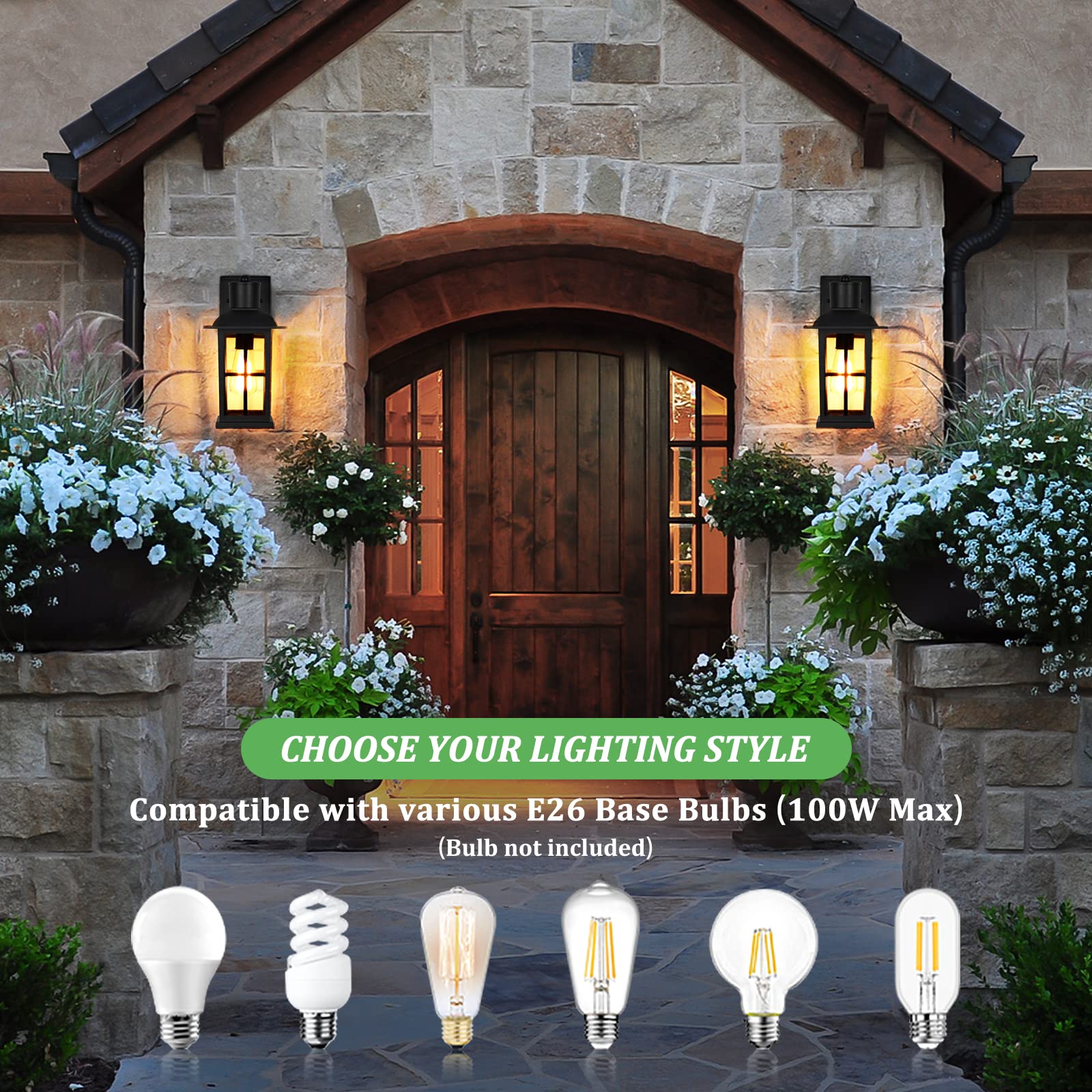 13in Outdoor Wall Lights - Anti-Rust 100% Aluminum Exterior Light Fixtures, Matte Black Wall Lanterns for Porch, Entryway & Garage - Durable Weatherproof Sconce Lighting for Home Exterior & Garden