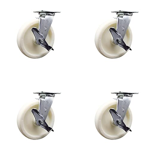 4 Swivel - Brakes & Bolt on Swivel Locks - White