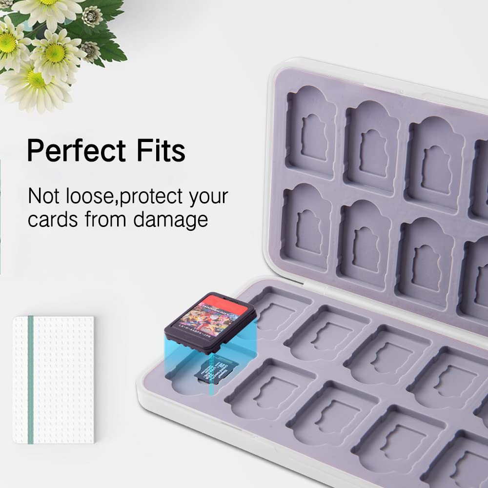 PERFECTSIGHT Cute Nintendo Switch Game Card Holder Case - Compatible with Switch/Switch Lite/OLED, Holds 24 Game Cartridges & 24 SD Cards - Portable Compact Storage Box (Pokemon Style) - Perfect for Travel, Gaming Parties & Organizing Your Switch Collection