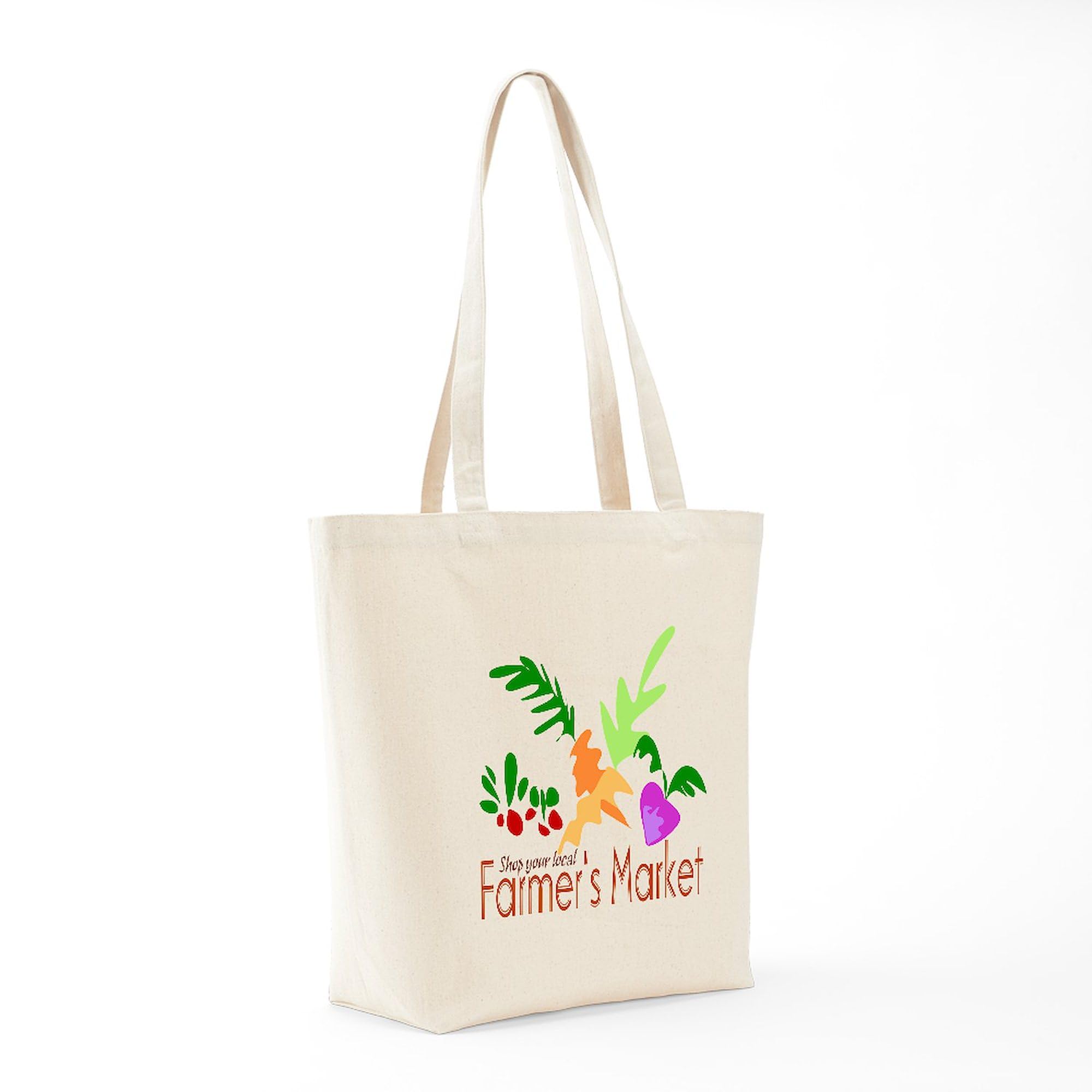 Eco-Friendly Farmer's Market Tote Bag - Natural Canvas Reusable Grocery Shopping Bag - Perfect for Farmers Markets, Grocery Trips & Beach Outings