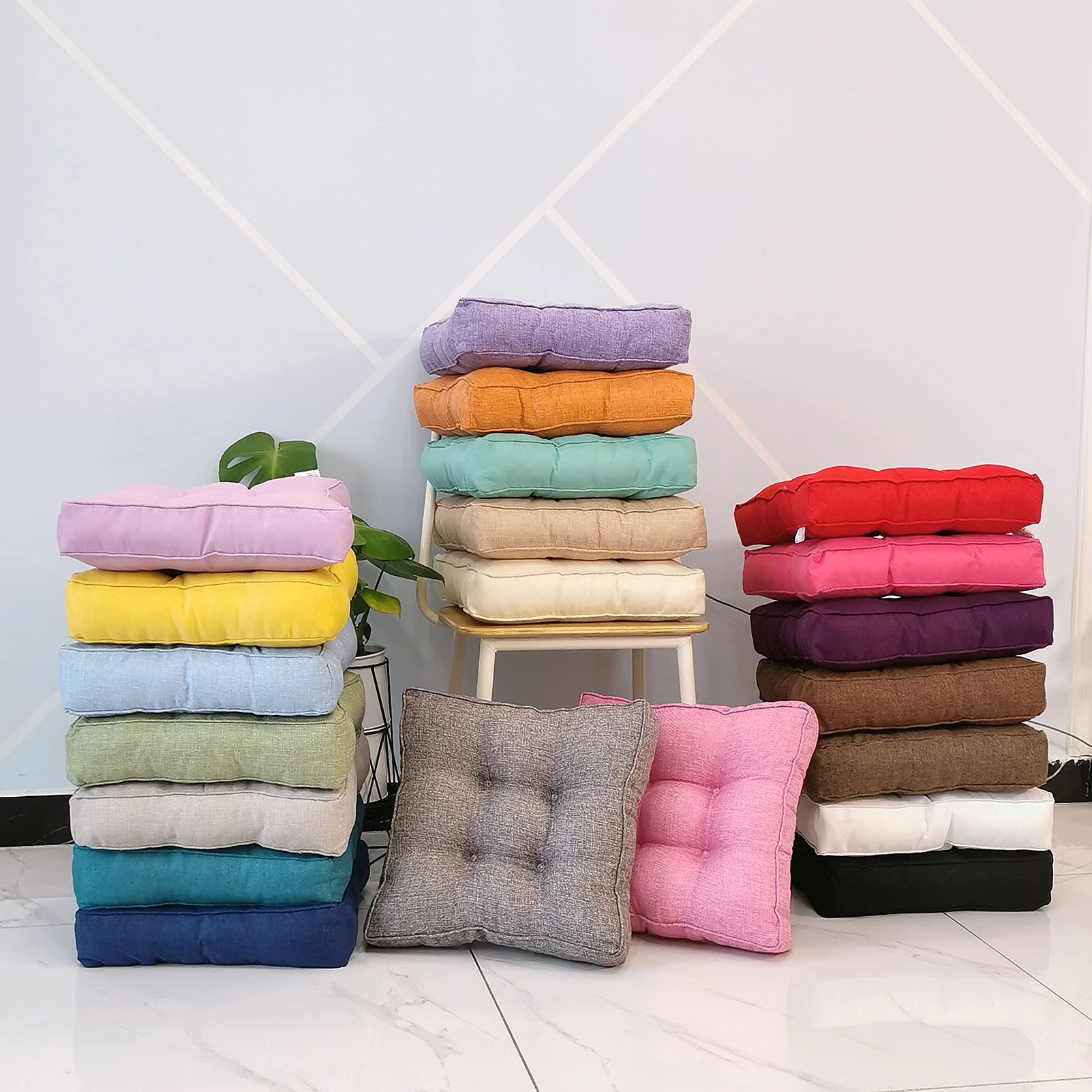 4-Pack Square Chair Seat Cushions - Non-Slip Thick Padding for Kitchen, Dining, Office & Car Seats - Comfortable Floor Mats for Home & Office Use