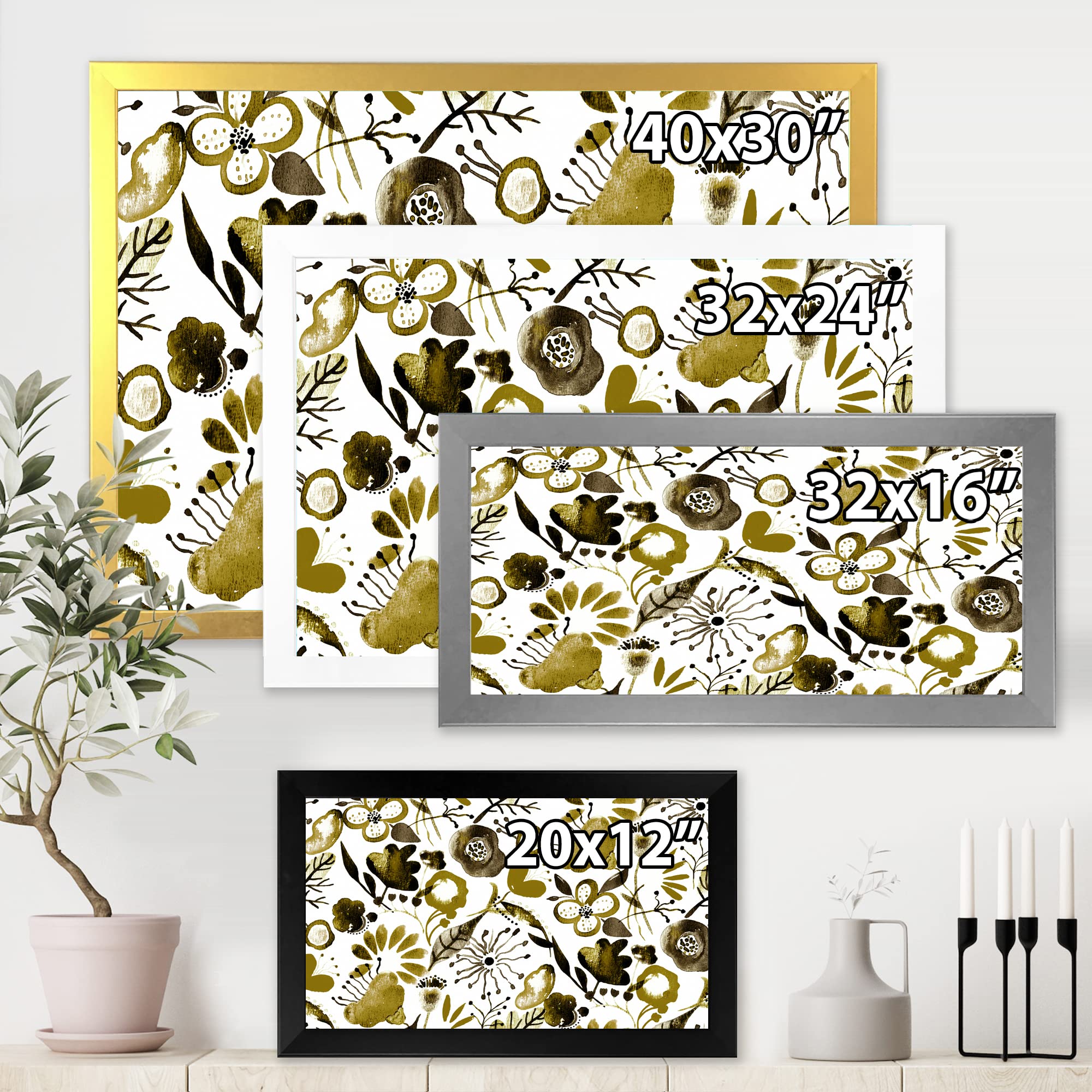 DesignQ Vibrant Wildflowers II Modern Framed Wall Art - Floral Home Decor for Living Room, Bedroom & Office