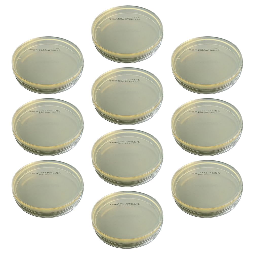 10-Pack 100mm x 30mm Plastic Petri Dishes with Nutrient Agar - Sterile Lab-Grade Petri Plates for Science Projects, Microbiology Cultures & Laboratory Sample Analysis - Ideal for School Labs, Home Science Experiments & Research Studies