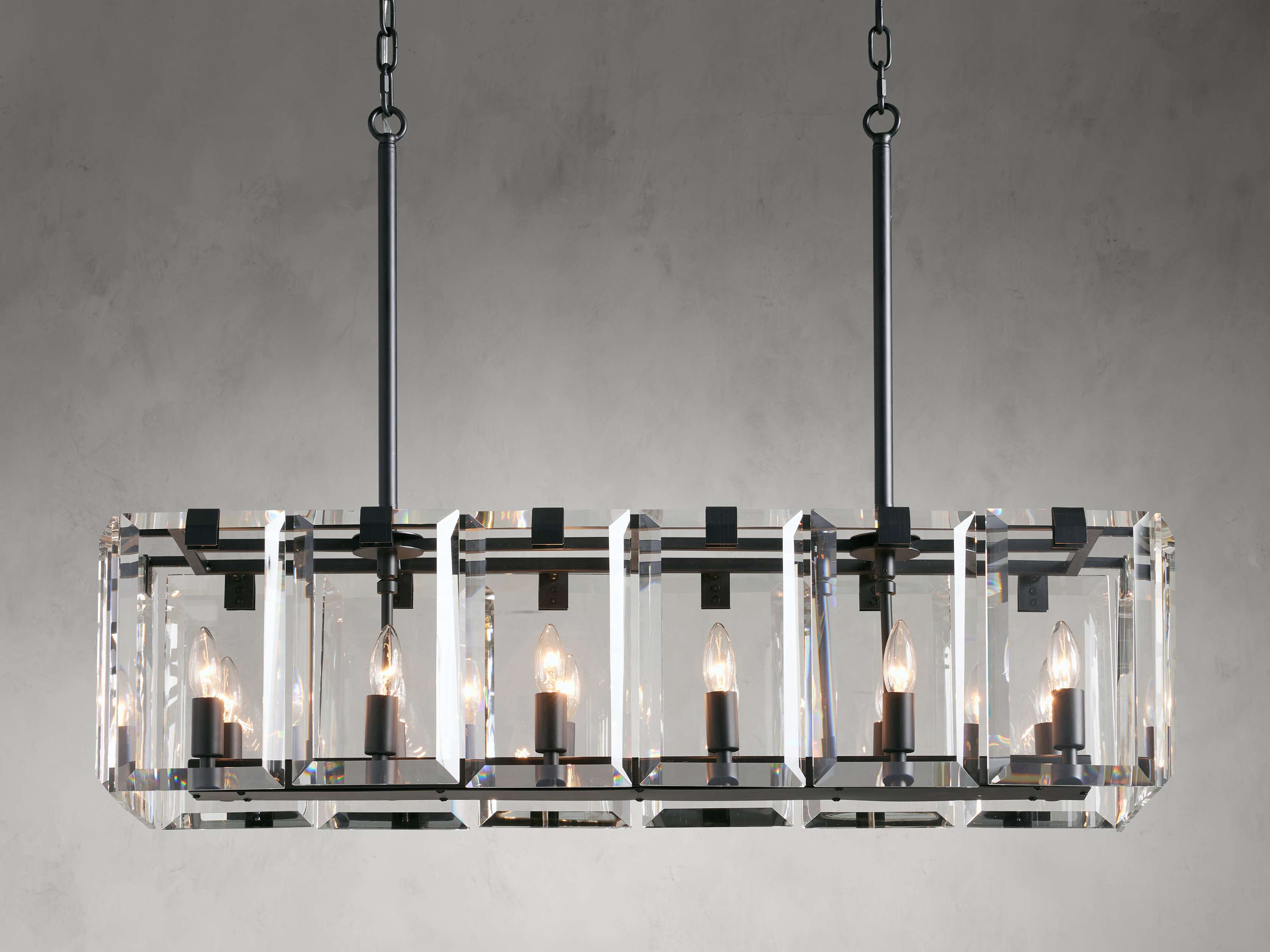 Amaya Modern Rectangular Chandelier - LED Crystal Ceiling Light Fixture for Dining Room, Living Room & Bedroom | Elegant Home Decor Lighting Solution