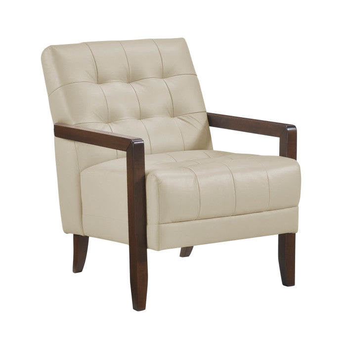 Archam Accent Chair - Modern Beige Upholstered Lounge Chair for Living Room, Bedroom & Office - Comfortable Reading Chair with Sturdy Wooden Legs