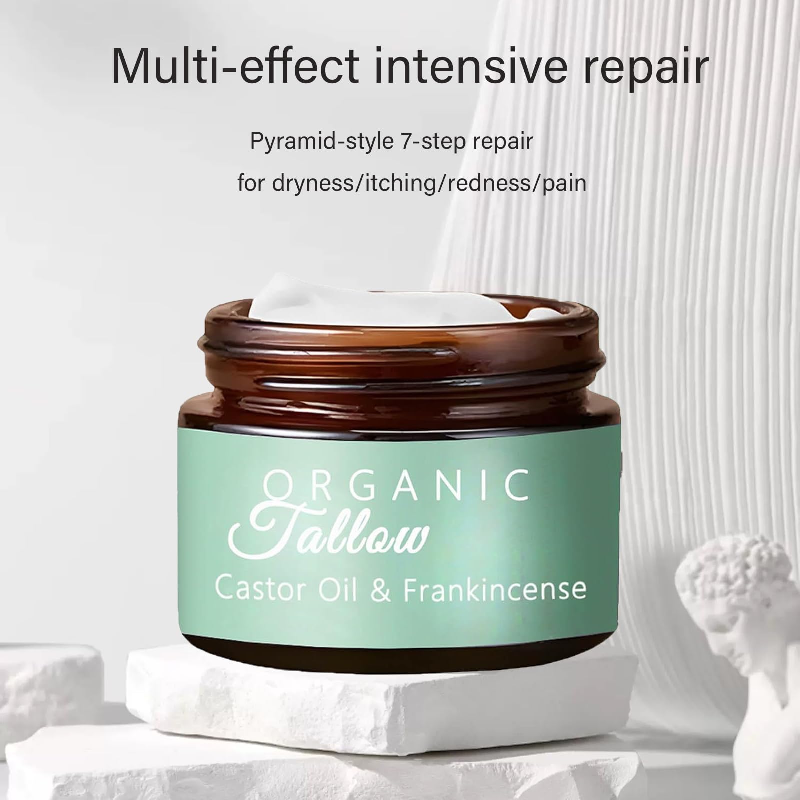 Organic Grass-Fed Tallow Body Butter with Frankincense & Herb Oils - Tallow Cream for Face & Body with Manuka Honey - Natural Skincare for Dry Skin, Eczema & Anti-Aging - Perfect for Daily Moisturizing & Night Care Routine