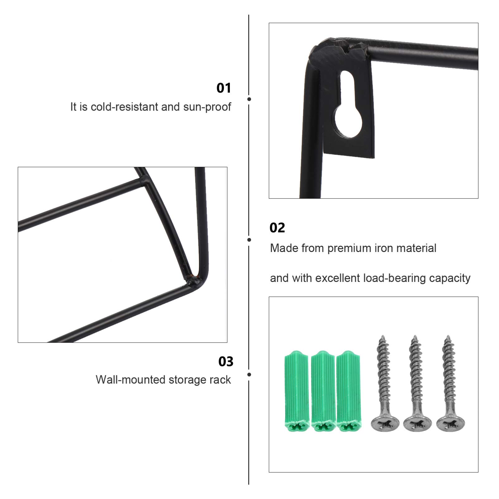 Heavy Duty Wrought Iron Hose Holder - Wall Mount Clothes Rack & Coat Hanger with Screws - Perfect for Garage, Laundry Room, and Automotive Storage - Durable Water Hose Stand Accessory for Organizing Hoses, Hooks, and Tools