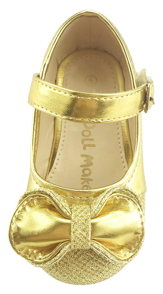 **The Doll Maker Gold Sparkle Mary Jane Shoes – Elegant & Comfortable Flats for Women, Girls – Perfect for Weddings, Parties & Everyday Wear**