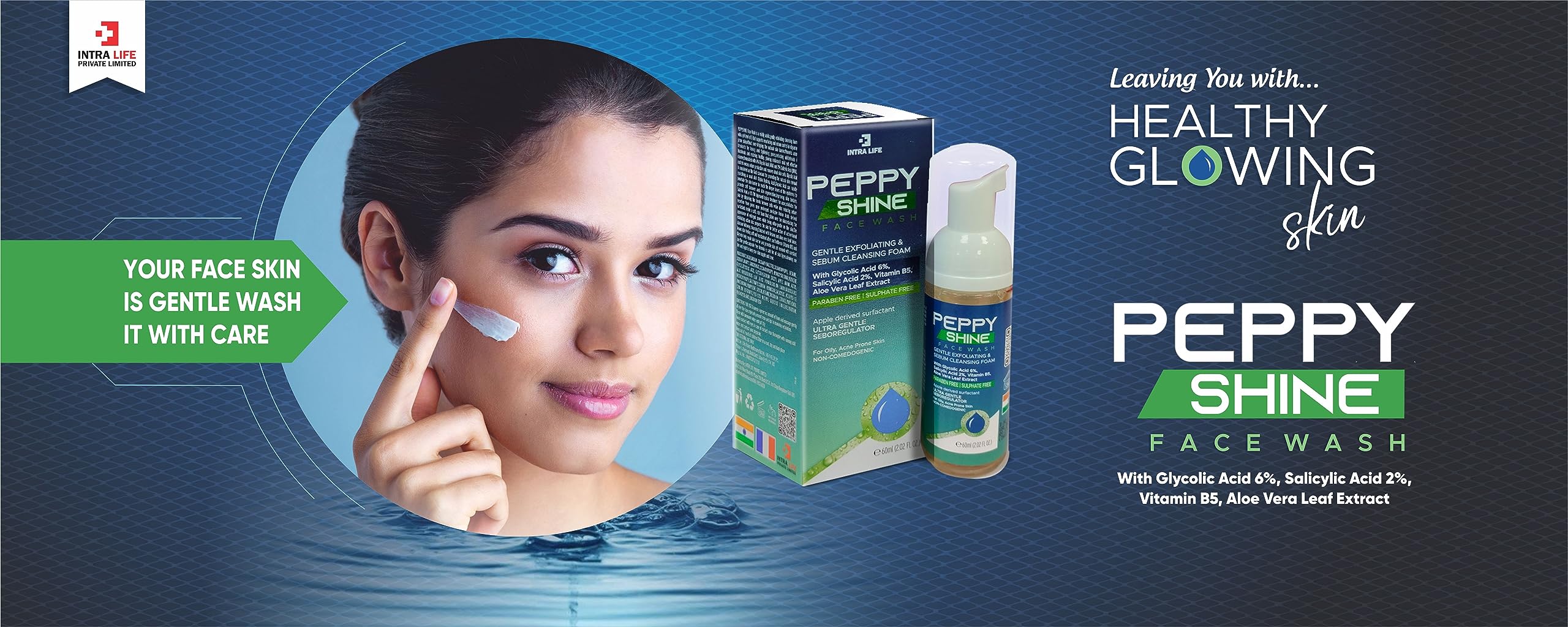 Peppy Shine Gentle Exfoliating Face Wash 60ml - Dark Spot Remover, Sebum Cleanser & Skin Brightening Foam Cleanser | For Acne-Prone & Dull Skin | Daily Facial Cleansing Routine