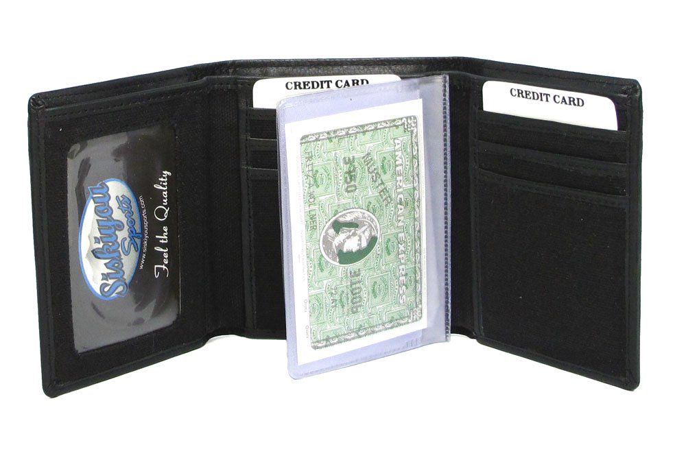 Siskiyou Sports NCAA Leather Tri-Fold Wallet for Men - Premium Genuine Leather Bifold Credit Card Holder - Perfect for Gifts, Travel & Everyday Use