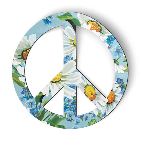 Peace Sign Daisies Magnet - 3 Inch Strong Fridge & Car Decorative Magnet - Perfect for Lockers, Office, Home Decor & Gifts