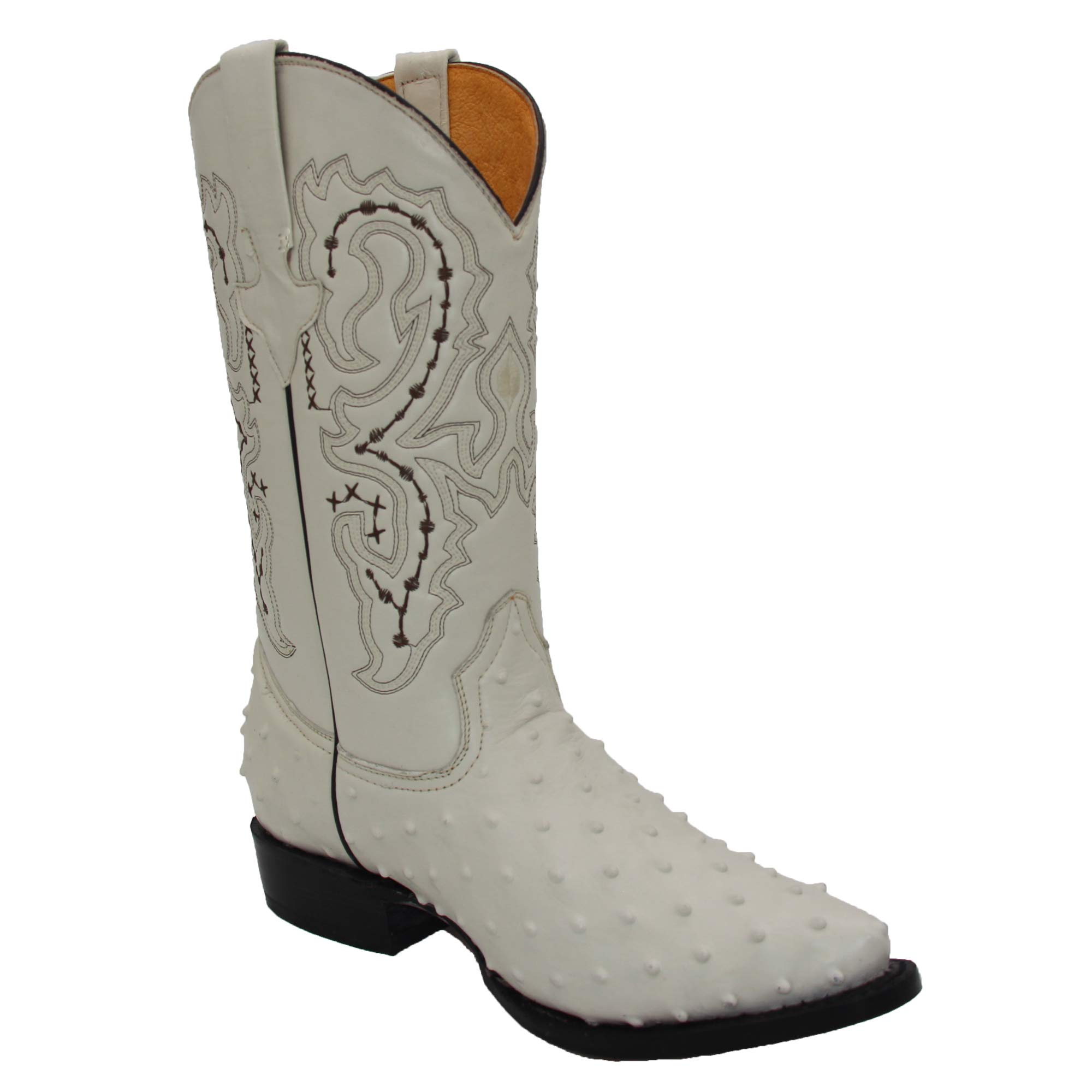 Premium Men's Leather Cowboy Boots - Genuine Embossed Ostrich Quill Print Western Boots with Free Matching Belt | Durable & Comfortable for Rodeo, Country Music Festivals & Western Fashion