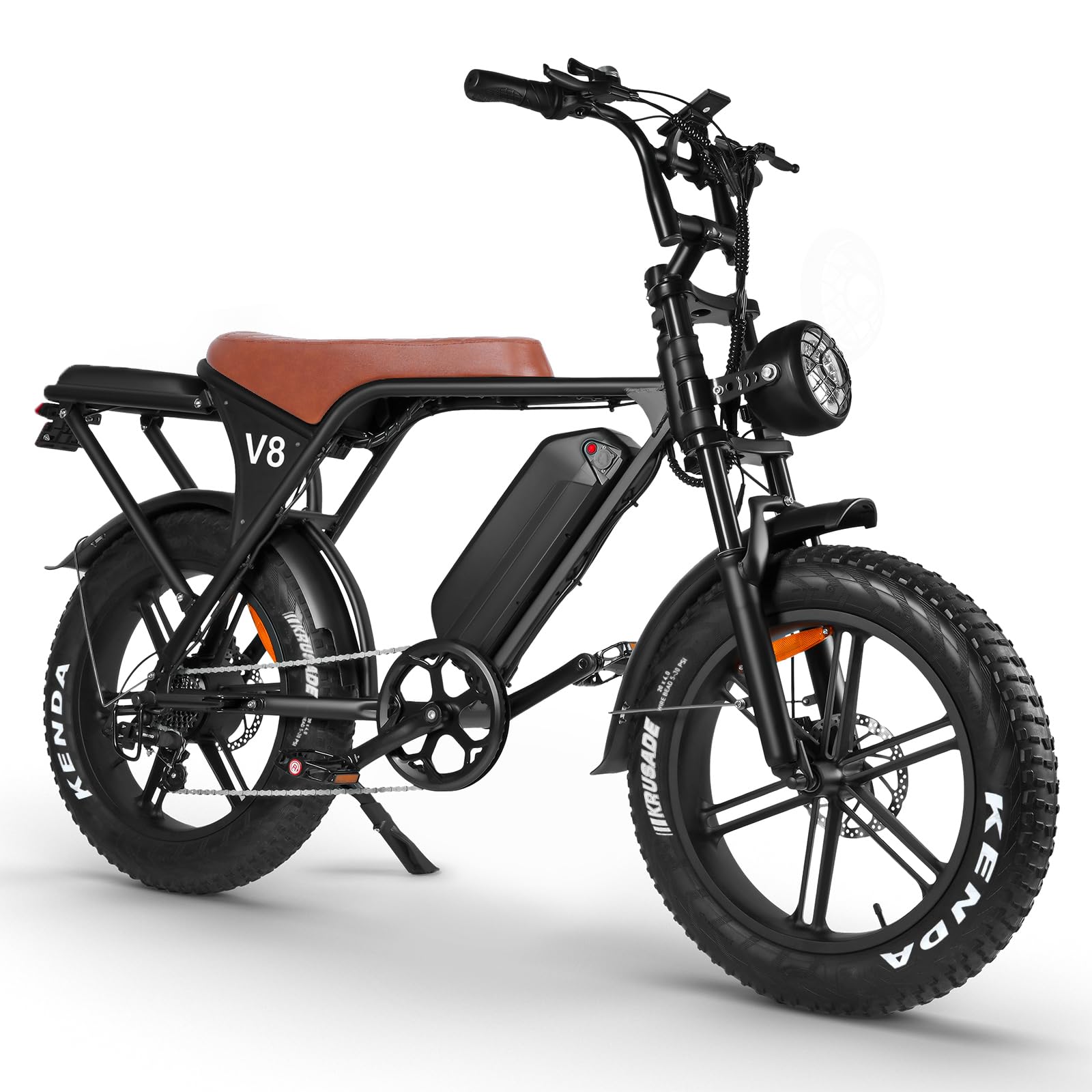**V8 Electric Bike for Adults - 750W Fat Tire E-Bike with 48V 15Ah Removable Battery, 20