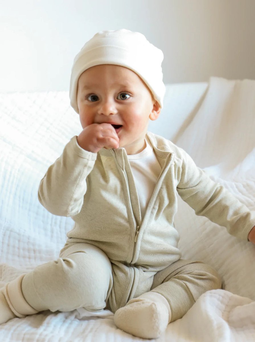 Long Sleeve Zip Romper for Baby - Soft Sage Green One-Piece Outfit | Perfect for Playtime, Family Photos & Cozy Winter Wear