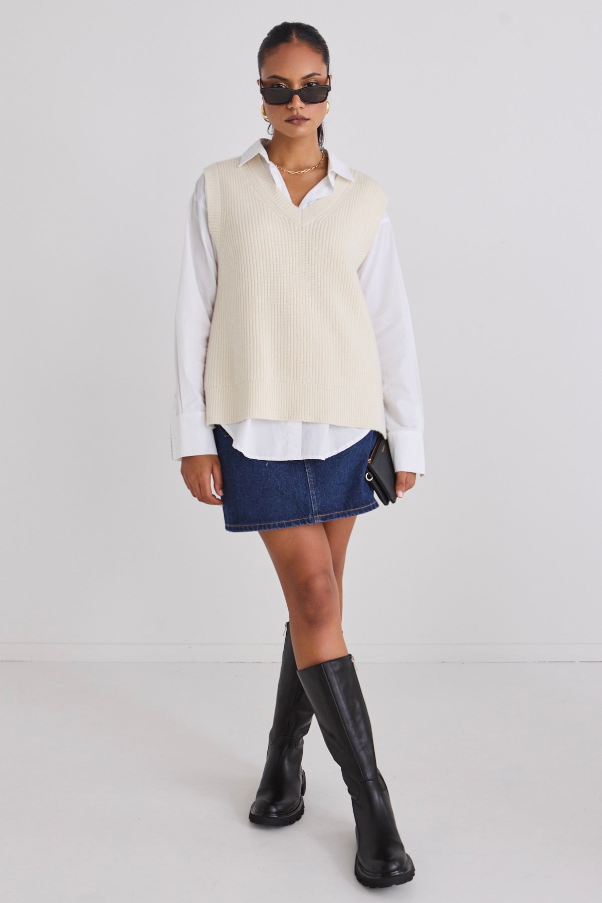 Everyday Ivory Knit Vest for Women - Soft Comfortable Lightweight Layering Piece - Perfect for Office, Casual Outfits & Fall Fashion