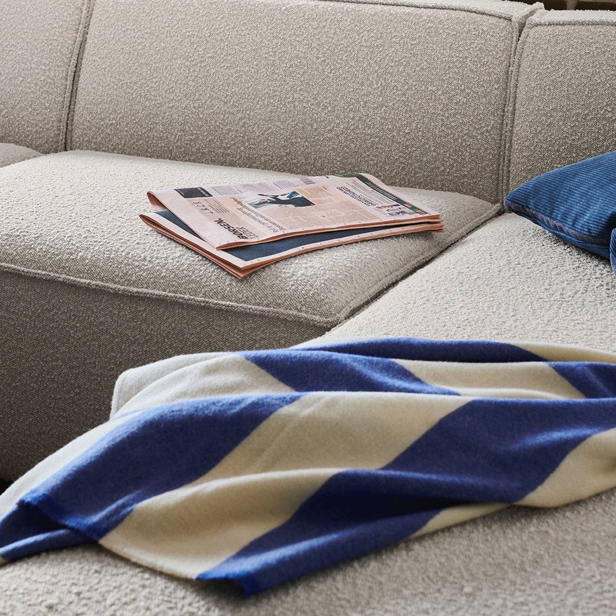 Dane Boucle 1-Seater Left Corner Modular Sofa - Modern Accent Chair for Small Spaces, Living Room, Apartment & Office - Soft Fabric Upholstery with Sturdy Frame