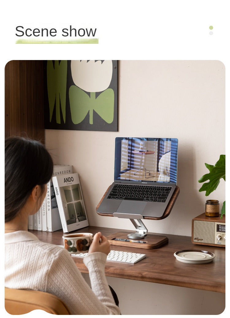 Premium Solid Wood Laptop Stand - Adjustable Height Oak/Ash/Walnut Computer Riser for Ergonomic Office & Home Workspace (Desk Organization, Standing Desk Converter)
