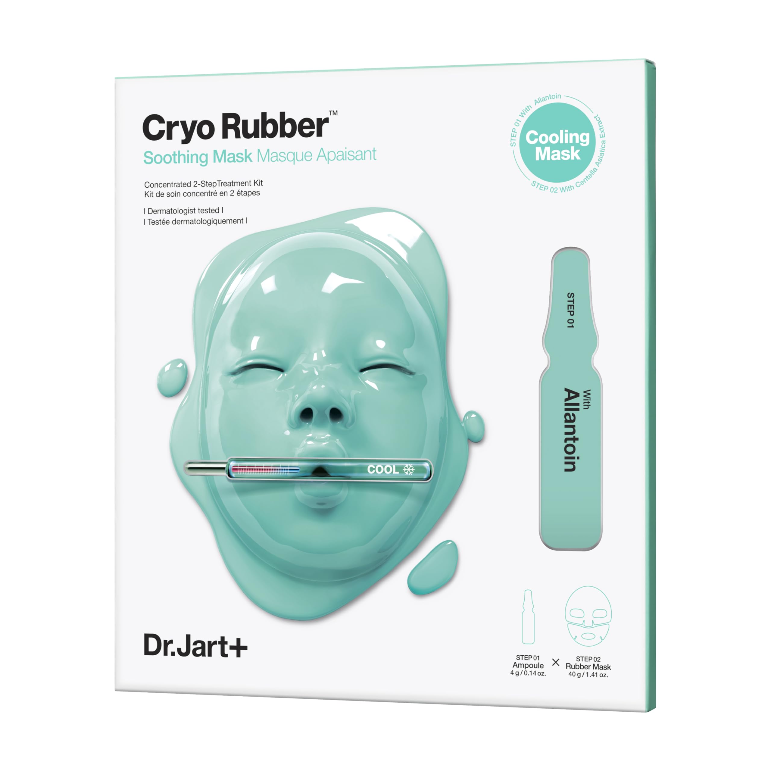 Dr.Jart+ Cryo Rubber Soothing Face Mask for Hydration & Redness Relief | Korean Skincare Sheet Mask | 1 Pack | Perfect for Post-Workout, Travel & Dry Skin Care Routine