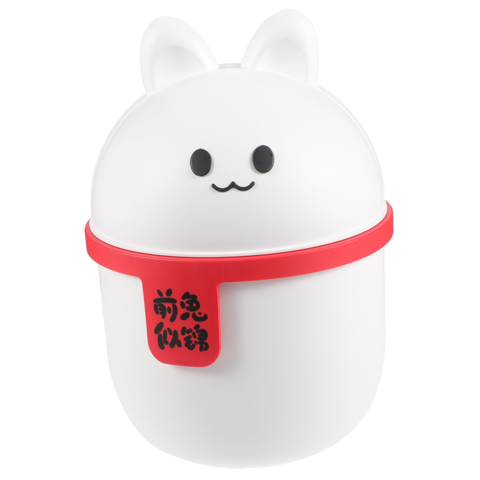 DOITOOL Mini Trash Can with Lid - Small Plastic Waste Basket, Cute Cartoon Rabbit Shape for Home, Office, Vanity & Bathroom - Perfect for Desks, Cars & Countertops
