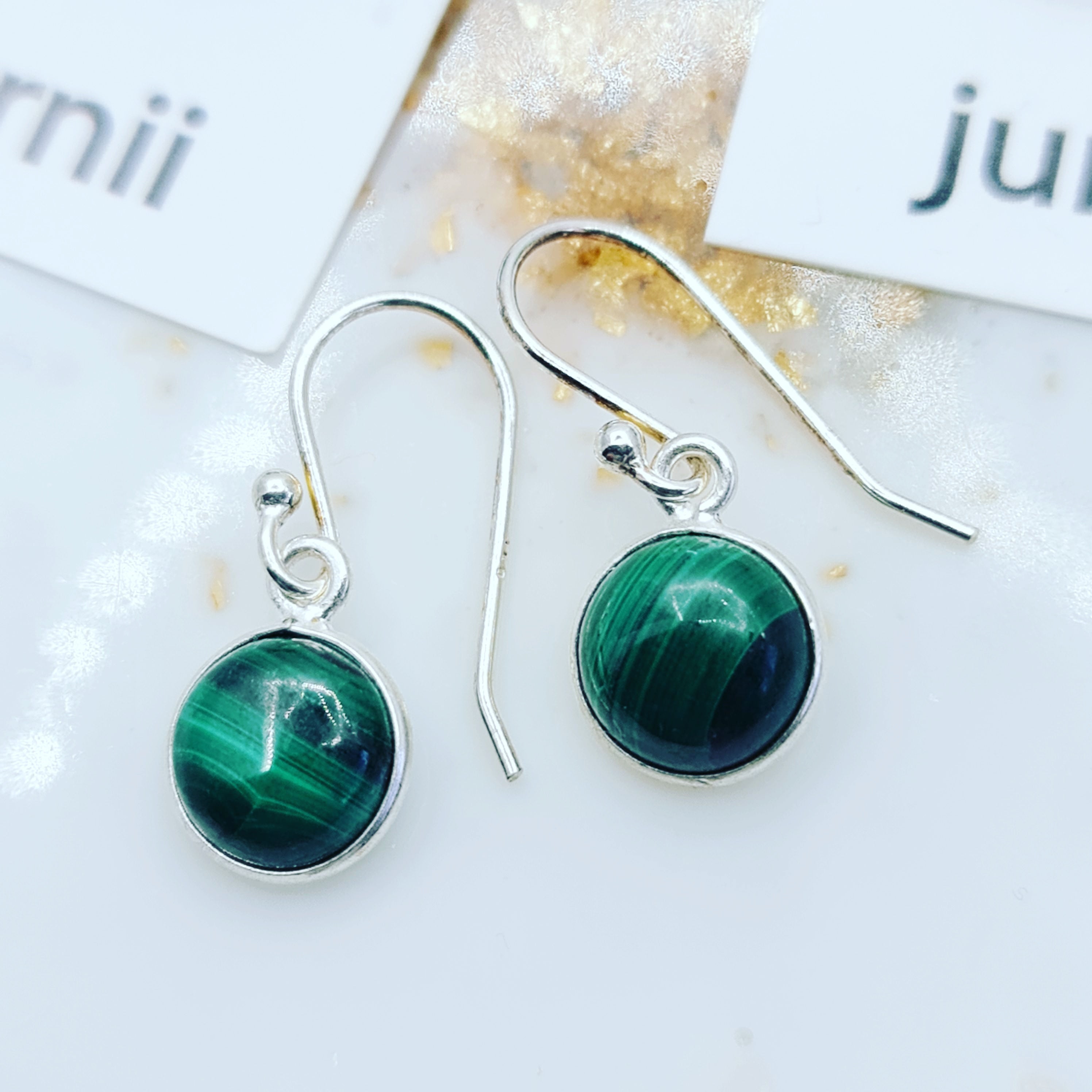 Natural Malachite Stone Drop Earrings for Women - Handmade Green Gemstone Dangle Earrings for Boho, Party & Everyday Wear