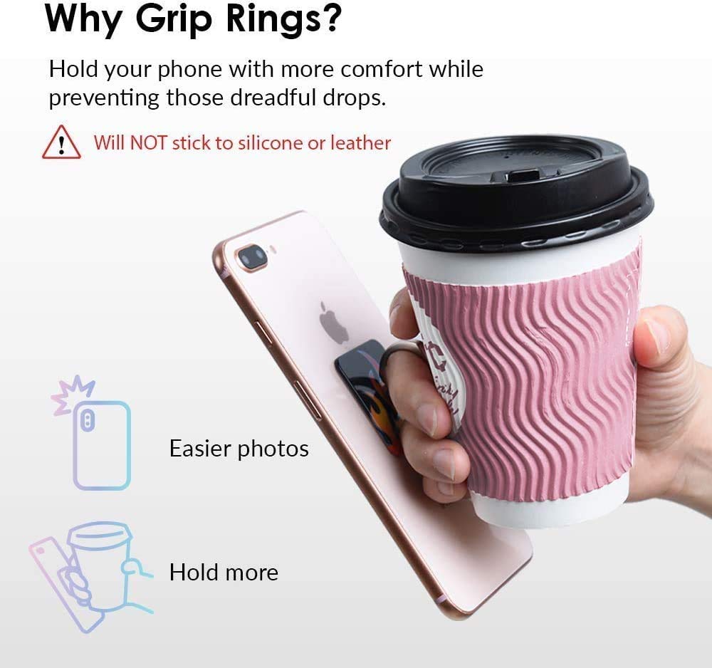 Velvet Caviar Phone Ring Holder - Adjustable Finger Grip & Stand for iPhone, Galaxy & Smartphones - Non-Slip Phone Grip Enhancer (Neon Blue) | Perfect for Selfies, Video Calls & Hands-Free Viewing