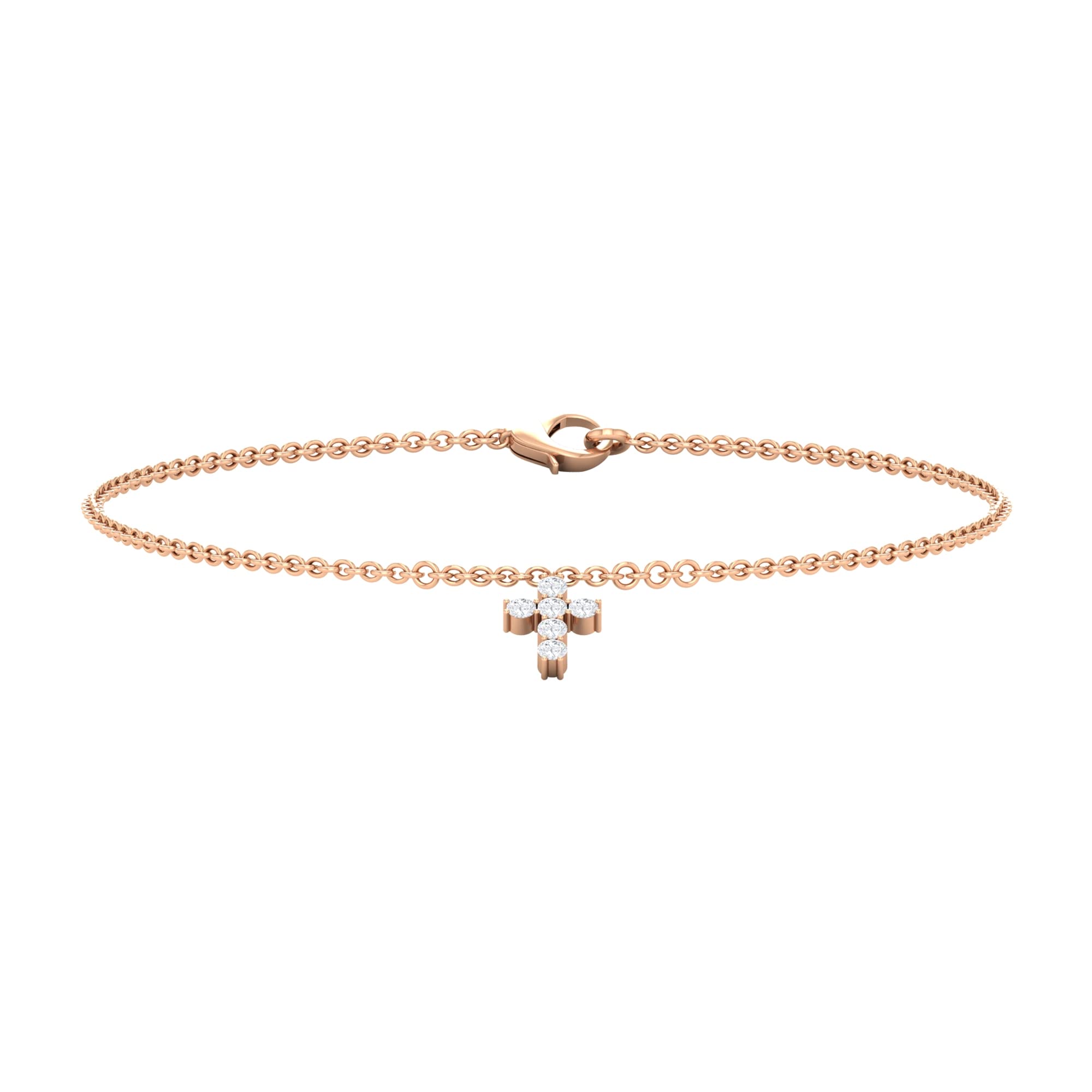 1/4 CT Zircon Chain Bracelet for Women - 10K Solid Gold Cross Charm Bracelet | Elegant Jewelry Gift for Birthday, Anniversary & Everyday Wear