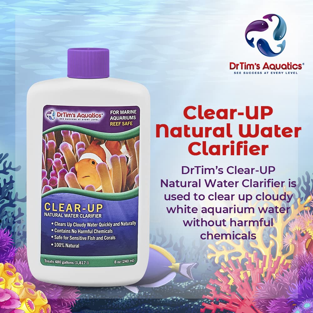 DrTim's Aquatics Reef Clear-Up 128 oz - Marine Tank Cleaner for Saltwater Aquariums | Removes Algae & Improves Water Clarity | Perfect for Coral Reef & Fish Tank Maintenance