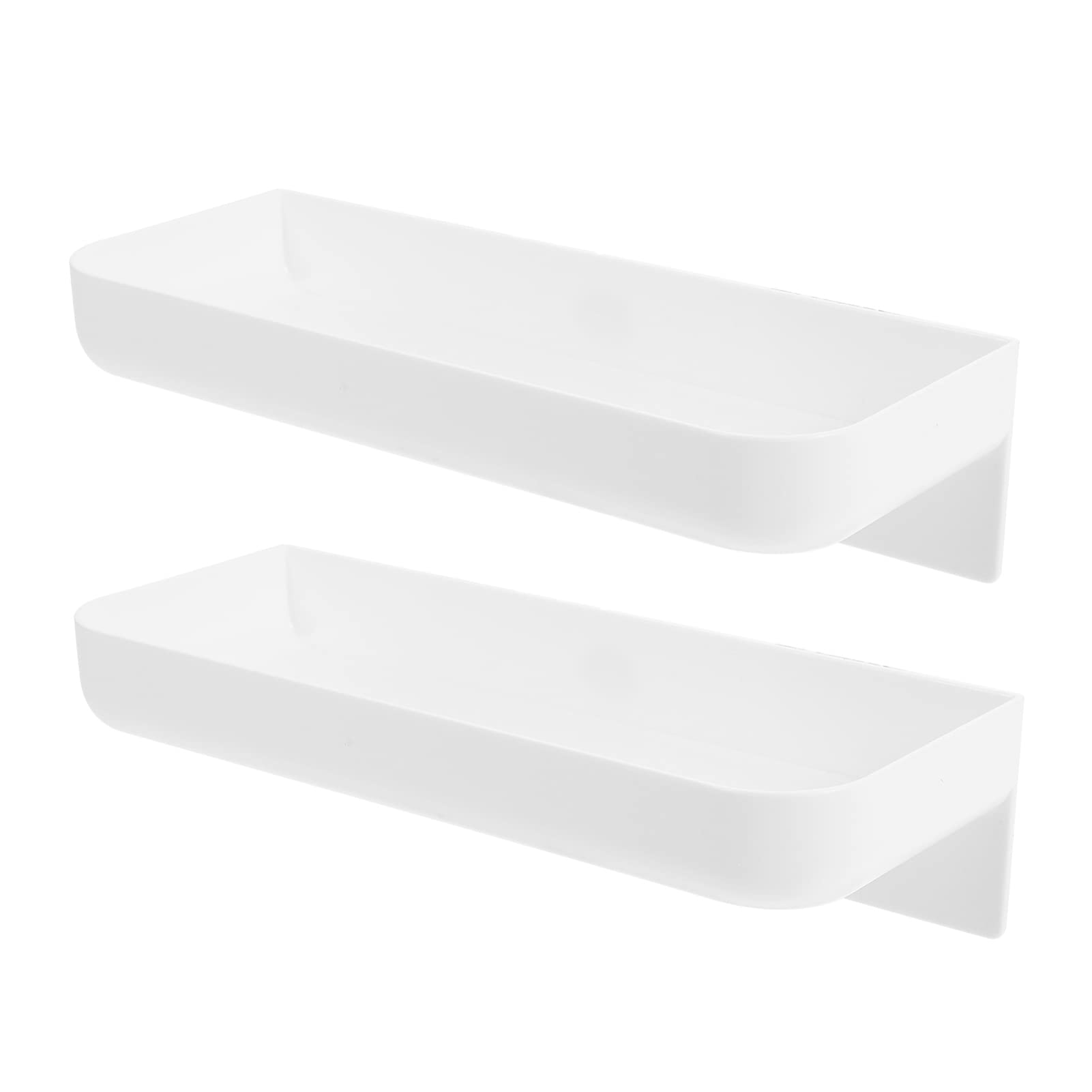 2-Pack White Floating Wall Shelves - Bathroom & Kitchen Storage Rack | Wall Mounted Display Shelves for Bathroom Essentials, Spices & Decor | Perfect for Small Space Organization in Bathrooms, Kitchens & Living Rooms