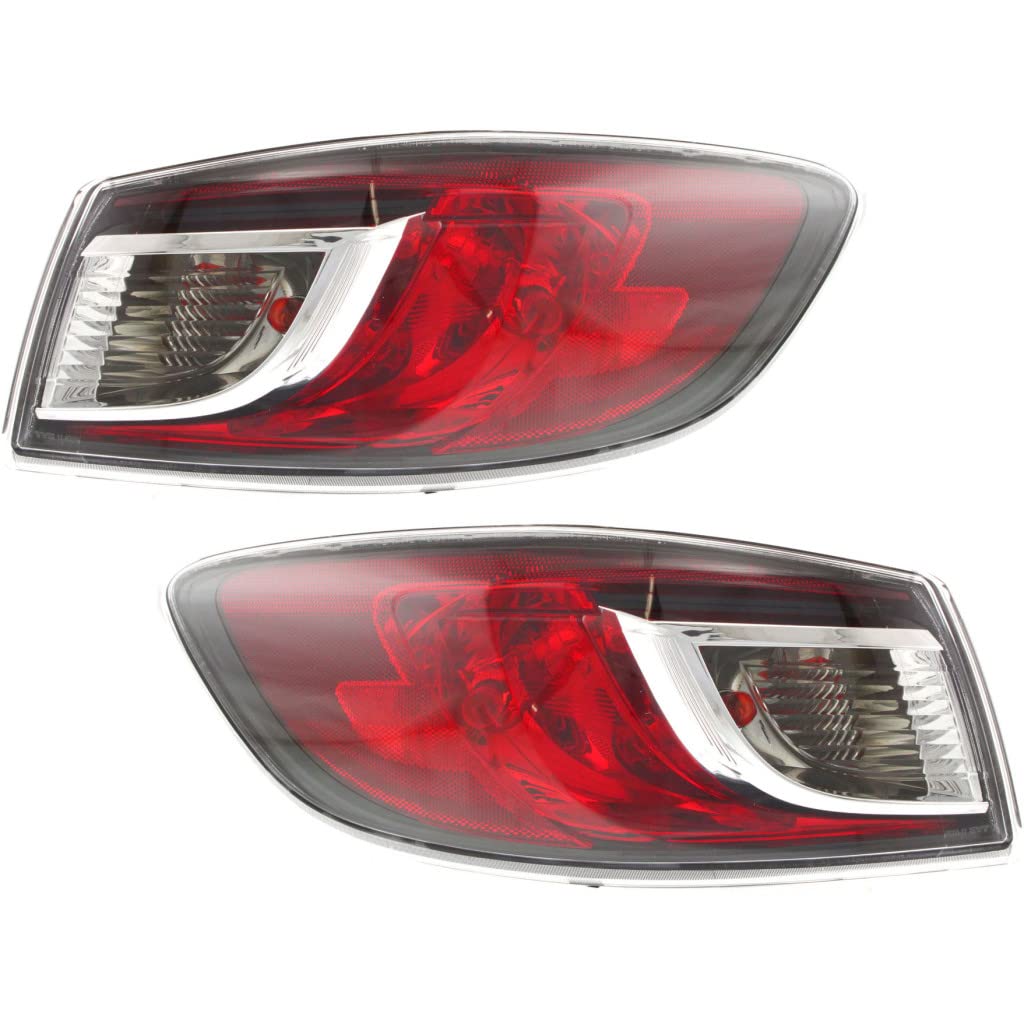 2010-2013 Mazda 3 Sedan Rear Tail Lights Pair - Left & Right Side (MA2800144 MA2801144 | BBM4-51-160F BBM4-51-150F) - Direct Replacement for Improved Visibility & Safety at Night Driving