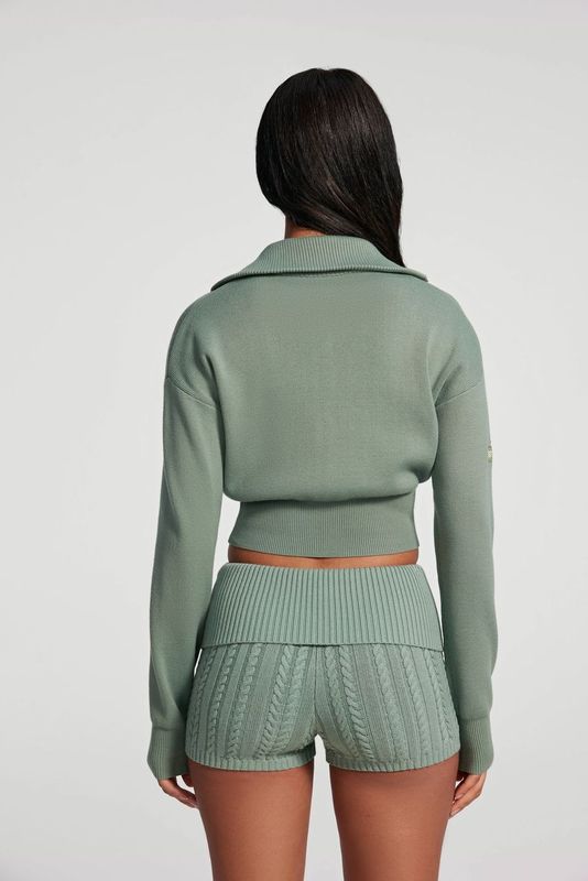 Women's Knit Cropped Zip Up Jacket - Stylish Casual Outerwear for Spring & Fall - Perfect for Layering, Running Errands, and Weekend Outings