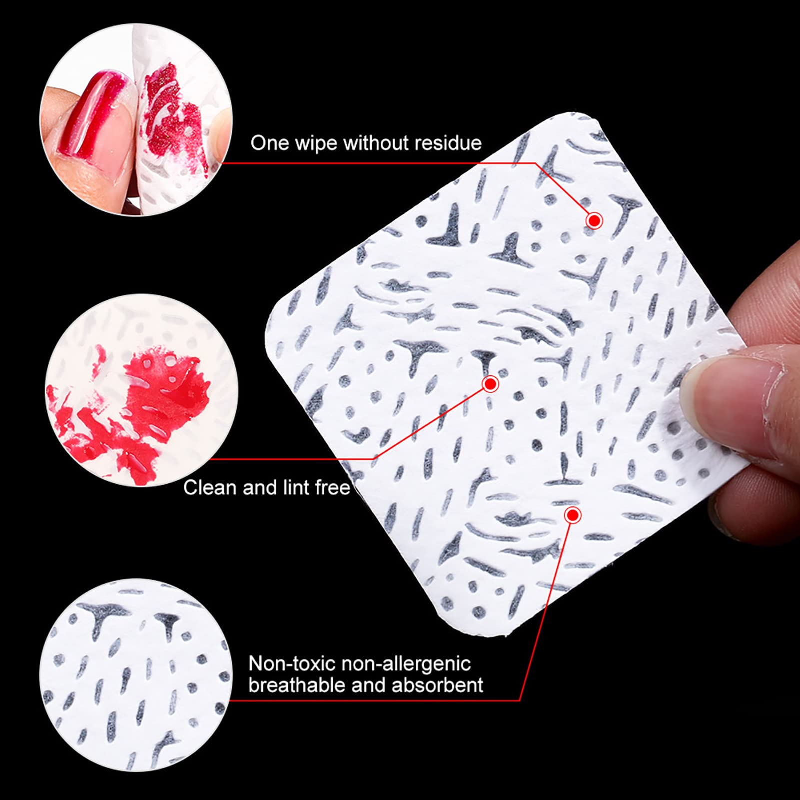 Premium Lint-Free Nail Polish Remover Cotton Pads - 180/360 Count for Nail Art, UV Gel & Polish - Gentle & Absorbent Nail Wipes for Salon & Home Manicures