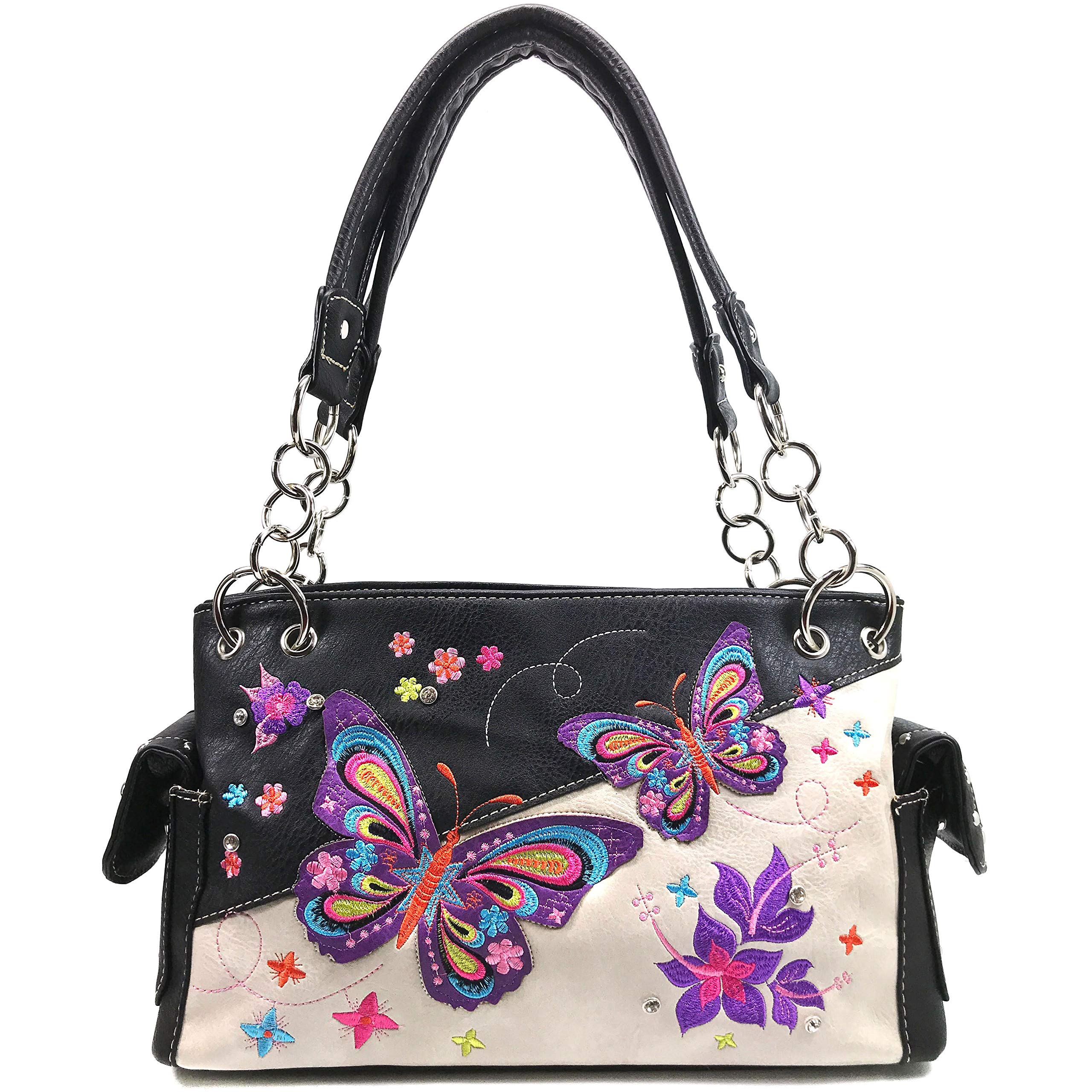Zelris Women's Concealed Carry Handbag & Wallet Set with Butterfly Flower Embroidery - Perfect for Everyday Use, Travel, and Special Occasions