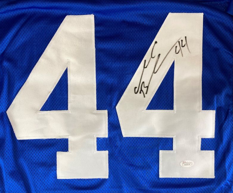 Authentic Ahmad Bradshaw New York Giants Signed Blue Football Jersey with JSA Hologram - Perfect for NFL Memorabilia Collectors and Sports Fans Display