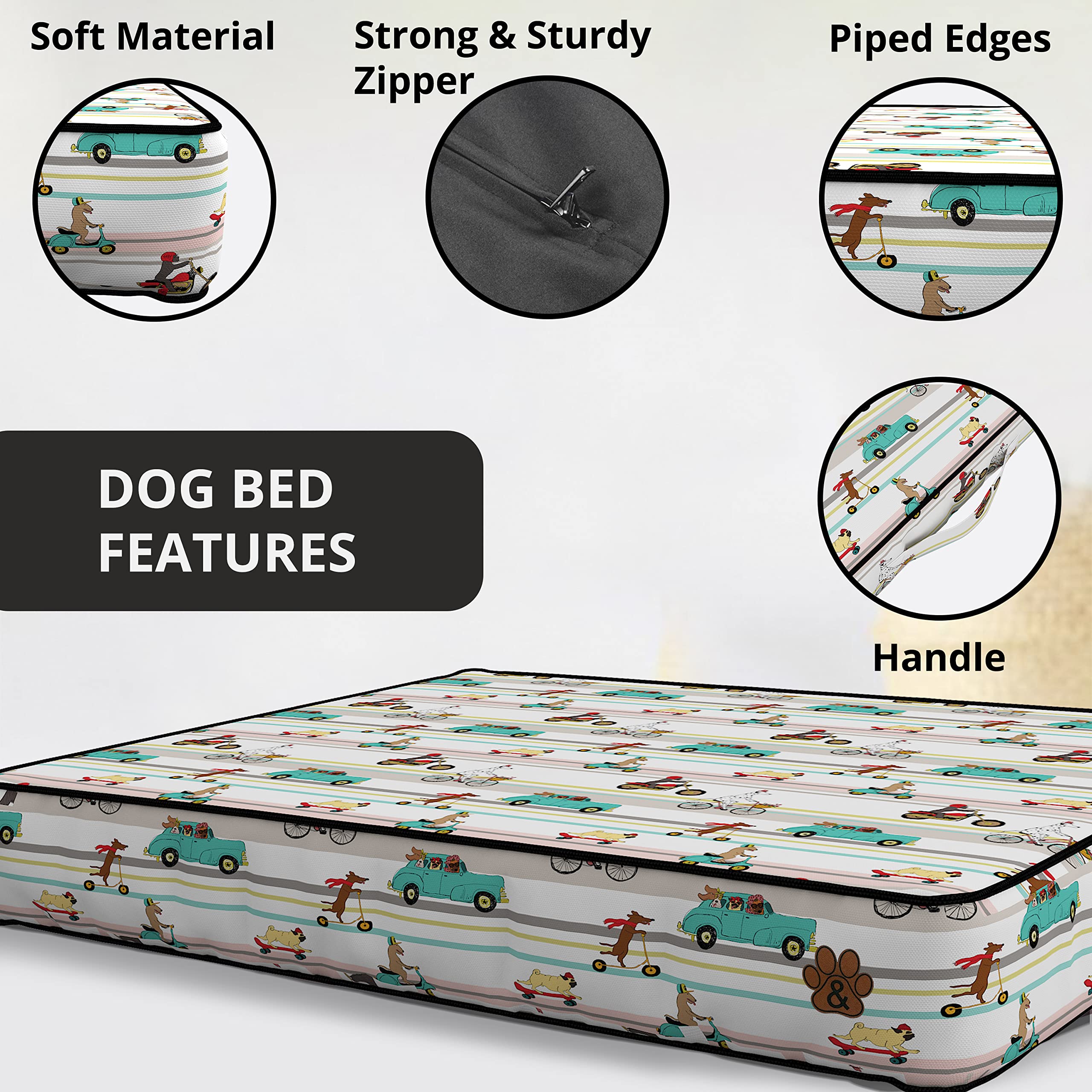 Premium Orthopedic Dog Bed for Large, Medium & Small Dogs - Soft Plush Pet Mattress with Removable Washable Cover, Waterproof & Non-Slip Bottom - Ideal for Crates, Floors & Home Use (Pattern 04, Small)
