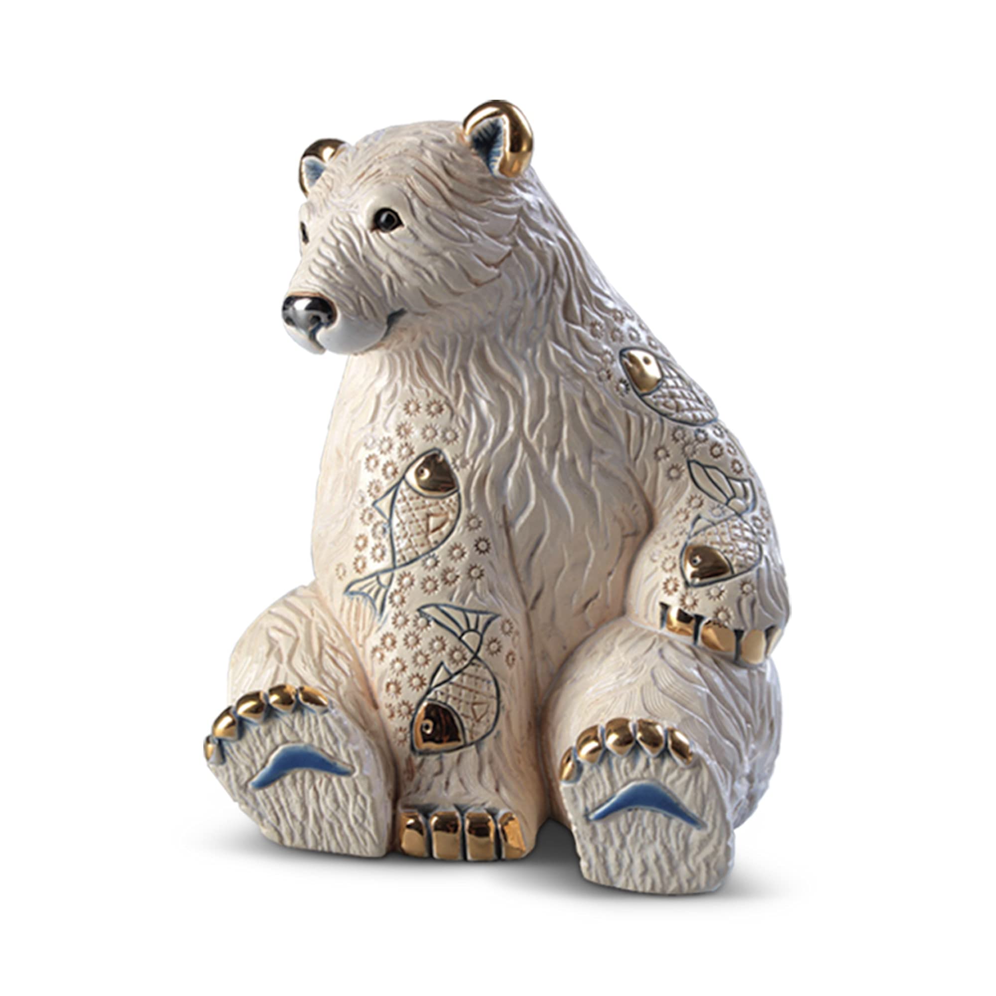 Handmade Sculpted Ceramic Polar Bear Figurine - De Rosa Medium Wildlife Collection - Perfect for Home Decor, Gift Giving & Animal Lovers