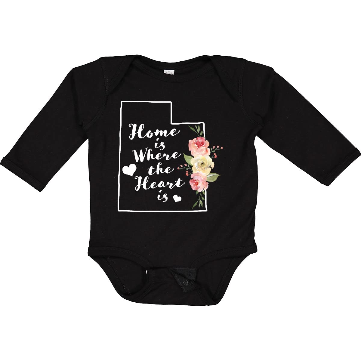 Inktastic Utah Home is Where The Heart is Watercolor Print Long Sleeve Baby Creeper - Soft Cotton Comfort for Newborns & Infants - Perfect for Family Photos, Holidays & Everyday Wear