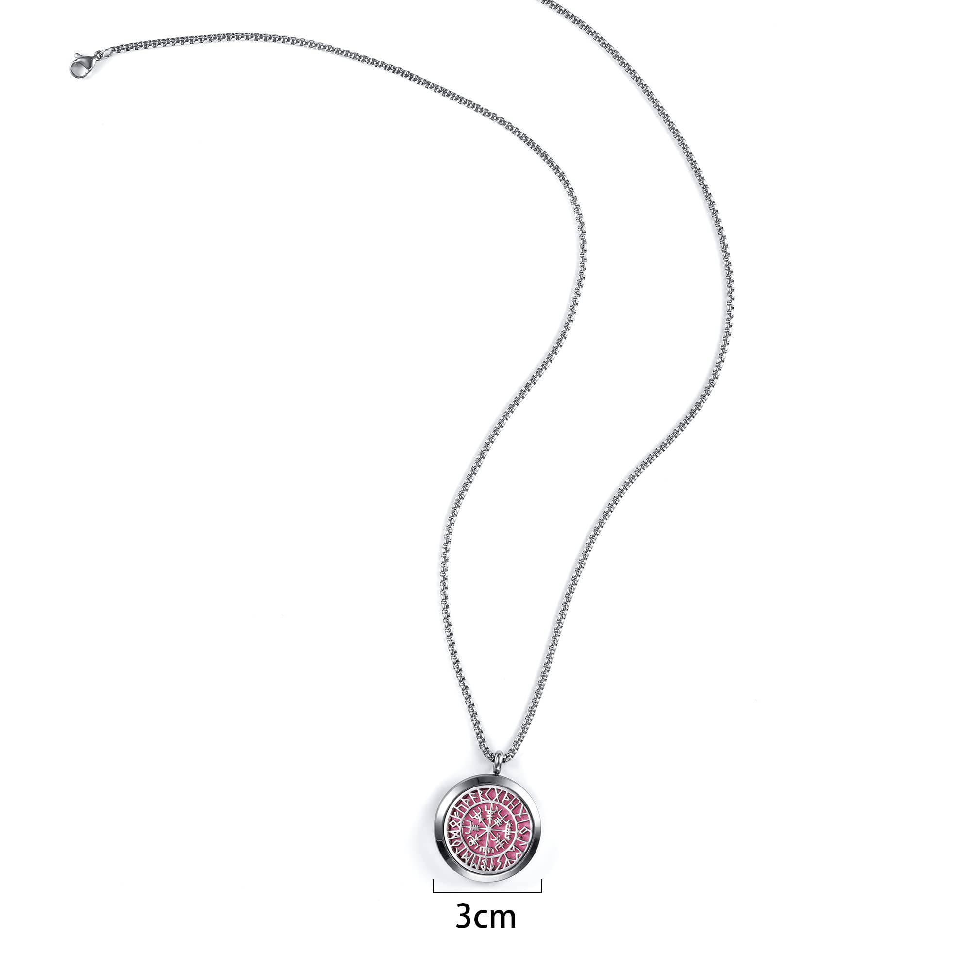 Norse Vikings Amulet Essential Oil Diffuser Necklace - Stainless Steel Aromatherapy Jewelry for Women - Perfect for Stress Relief, Meditation, Yoga & Daily Wear