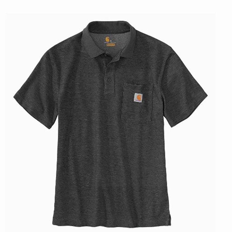 Loose Fit Midweight Short Sleeve Pocket Polo Shirt for Men - Carbon Heather - Casual Work & Outdoor Wear