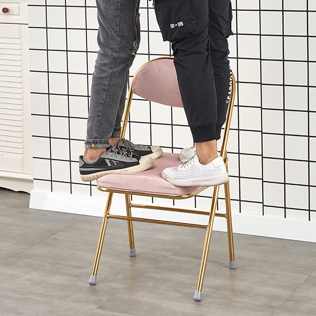 **Metal Triangle Support Folding Dining Chair with Backrest - Portable Conference, Computer & Public Rest Chair - Pink (Size: 46x38x84cm) - Ideal for Home, Office, Cafes & Outdoor Events**