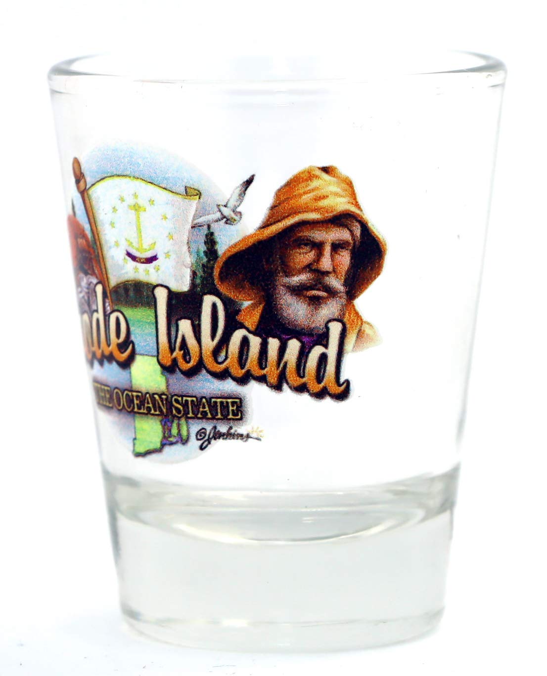 Rhode Island Ocean State Elements Shot Glass - Premium Collectible Glassware for Whiskey, Tequila & Cocktails - Perfect for Parties, Gifts & Home Bar Decor