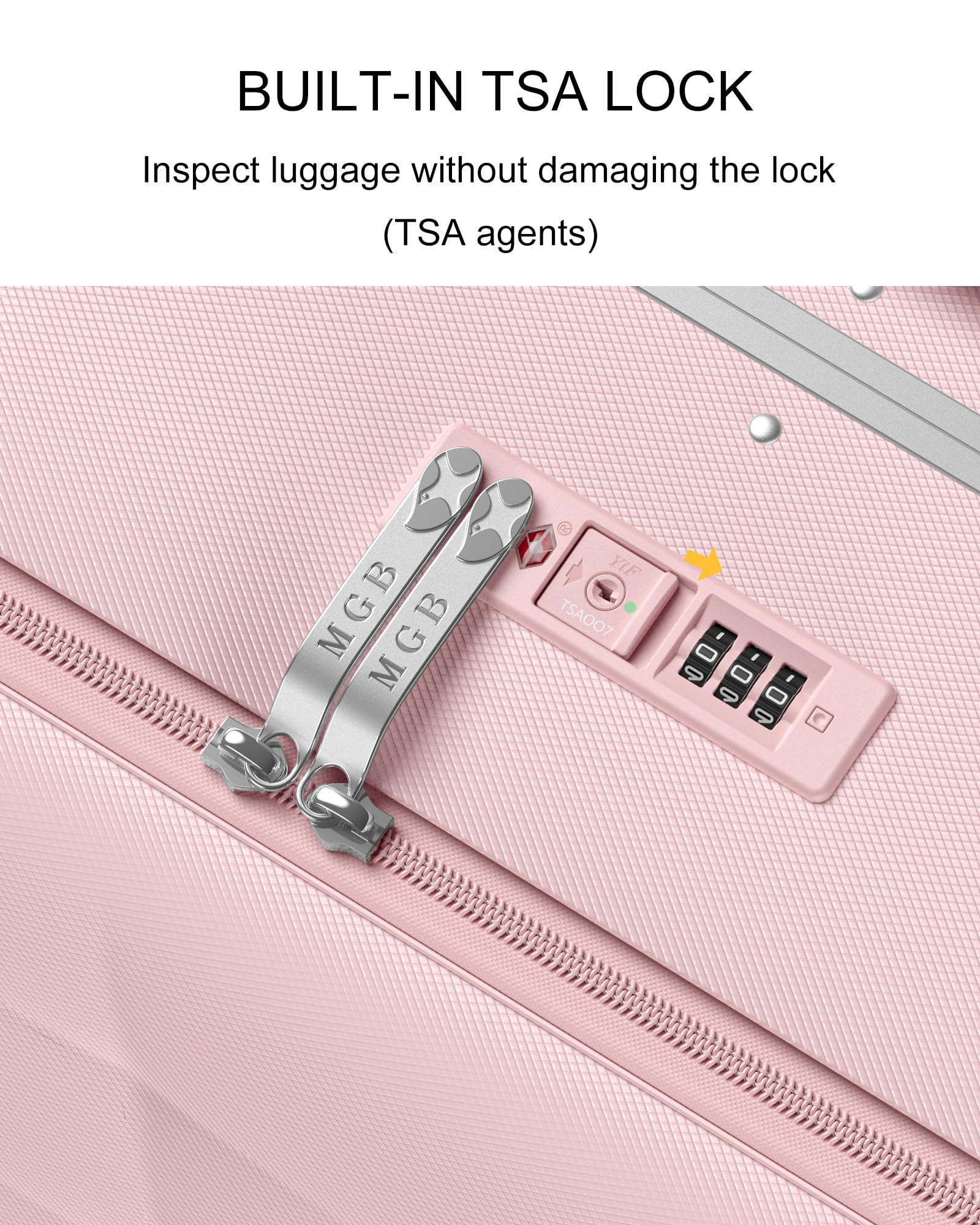 MGB 20 Inch Carry On Luggage - Hardshell PC Suitcase with Aluminum Frame & 360° Spinner Wheels | TSA Lock & Airline Approved (22x14x9) | Perfect for Business Travel, Weekend Getaways & Gifts for Men & Women