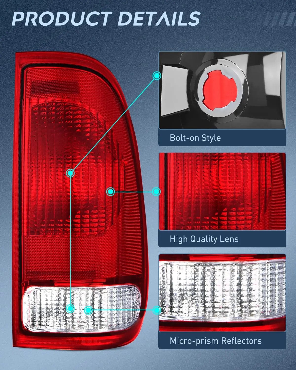 1997-2007 Ford F150 & Super Duty Tail Light Assembly - Red Housing Passenger Side Rear Lamp Replacement (OE Style) - Perfect for Truck Restoration & Night Driving Safety